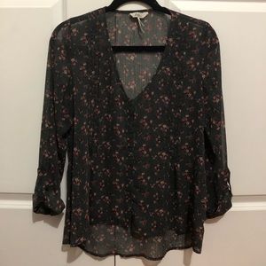 Light and Breezy Gray Floral Top